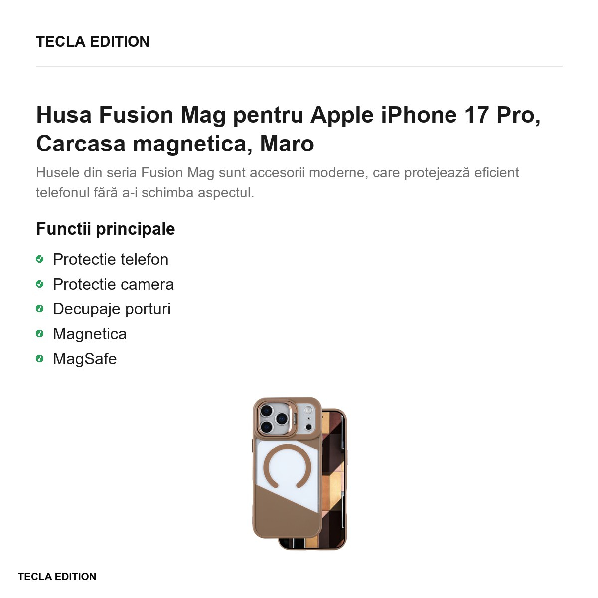 Husa Fusion Mag pentru Apple iPhone 17 Pro, Carcasa magnetica, Maro [2]