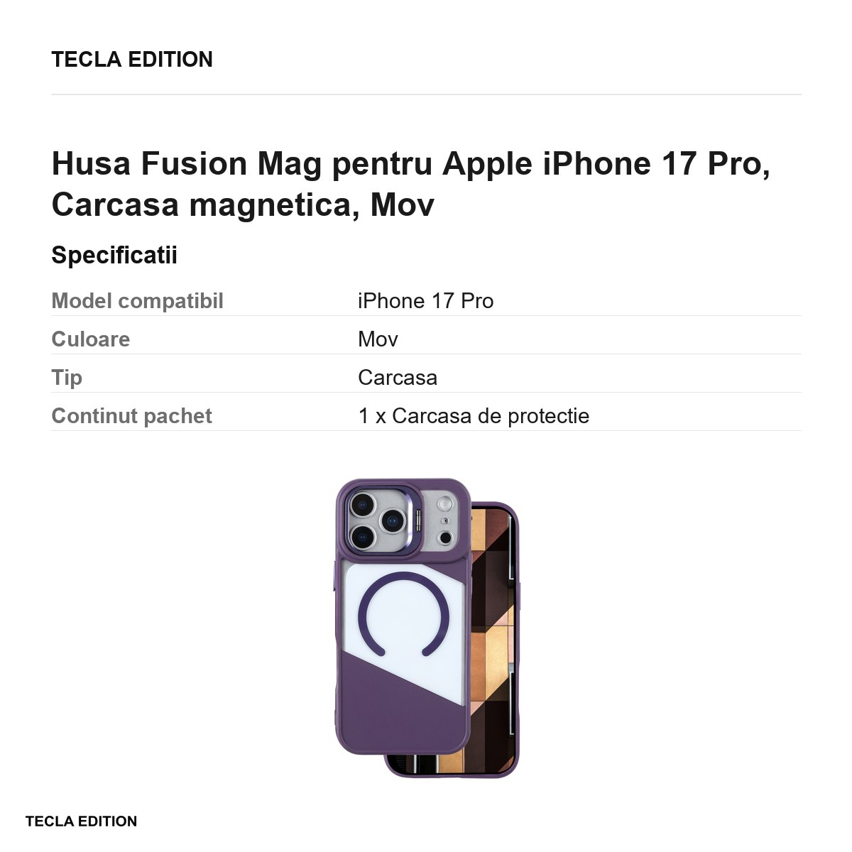 Husa Fusion Mag pentru Apple iPhone 17 Pro, Carcasa magnetica, Mov [3]