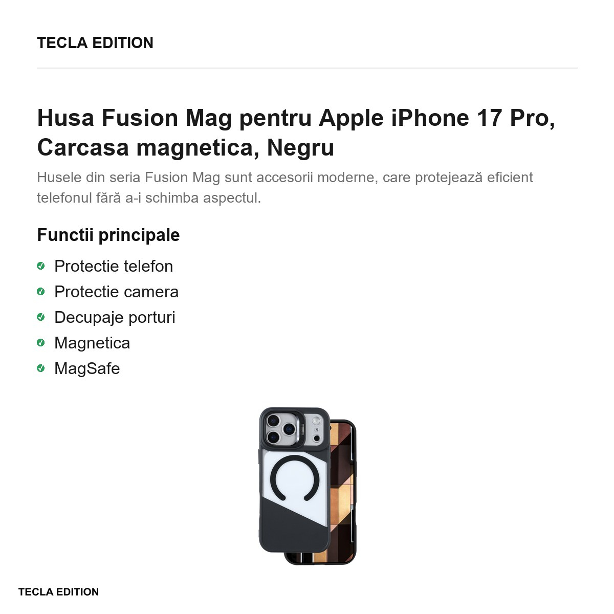 Husa Fusion Mag pentru Apple iPhone 17 Pro, Carcasa magnetica, Negru [2]