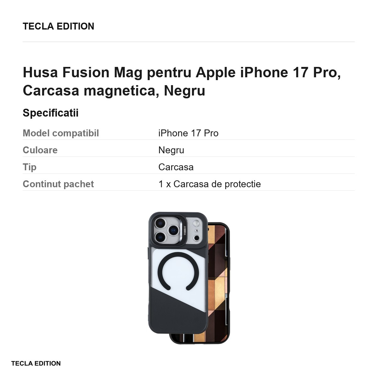 Husa Fusion Mag pentru Apple iPhone 17 Pro, Carcasa magnetica, Negru [3]