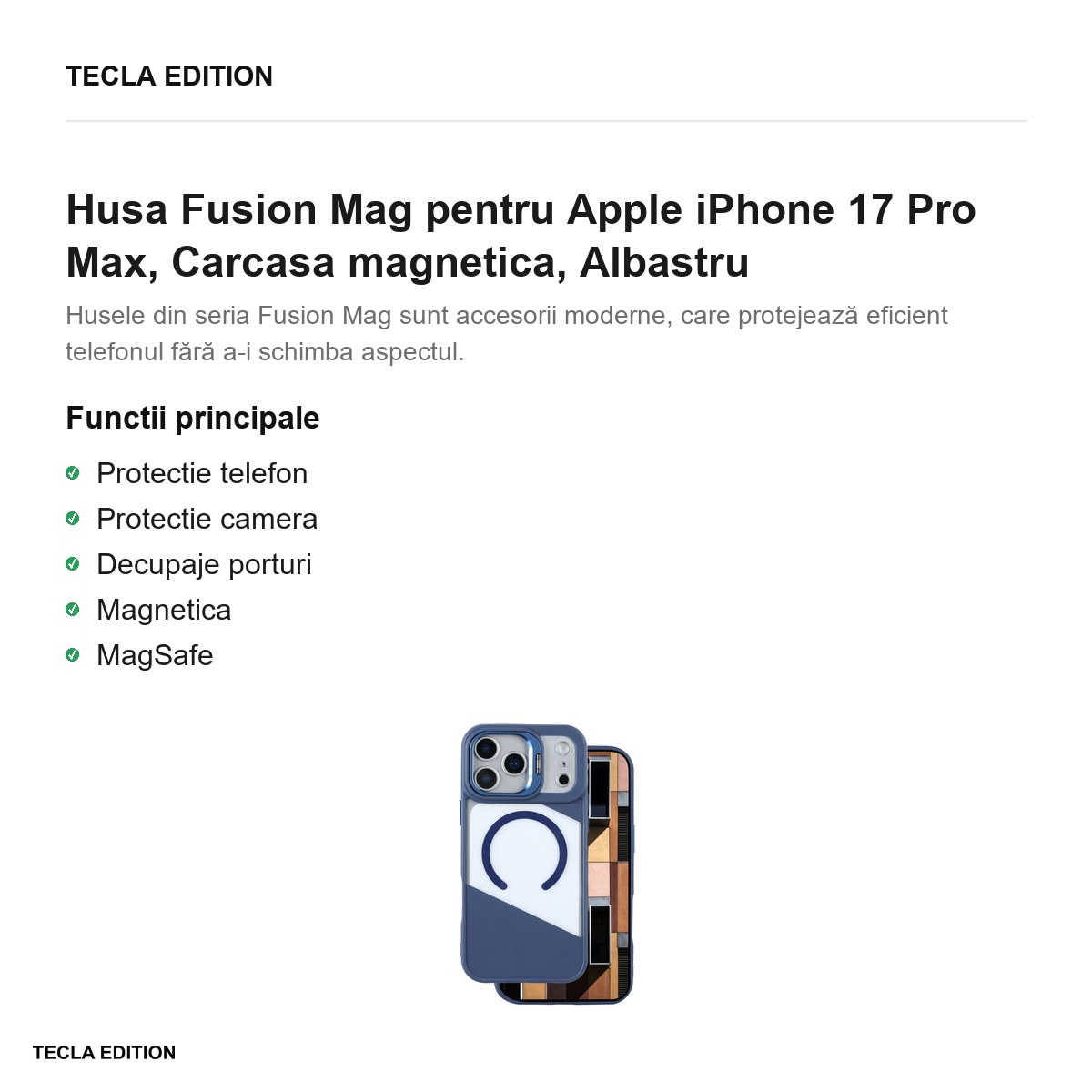 Husa Fusion Mag pentru Apple iPhone 17 Pro Max, Carcasa magnetica, Albastru [2]