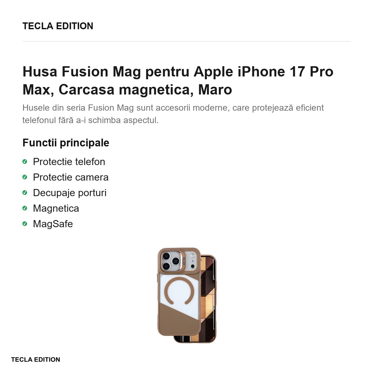 Husa Fusion Mag pentru Apple iPhone 17 Pro Max, Carcasa magnetica, Maro [2]