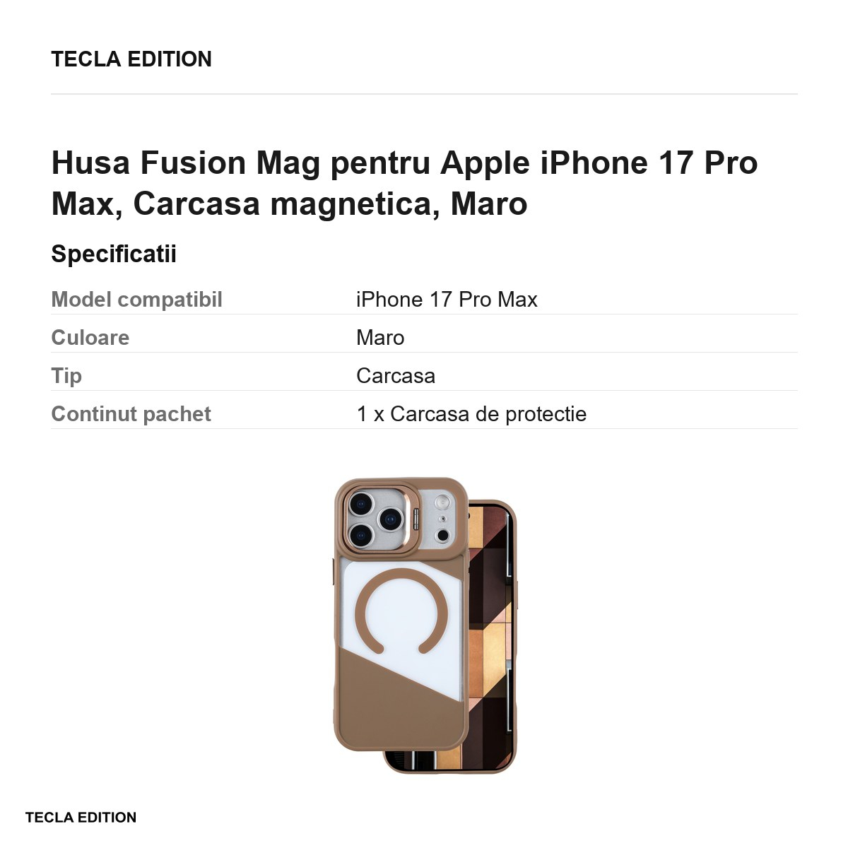 Husa Fusion Mag pentru Apple iPhone 17 Pro Max, Carcasa magnetica, Maro [3]