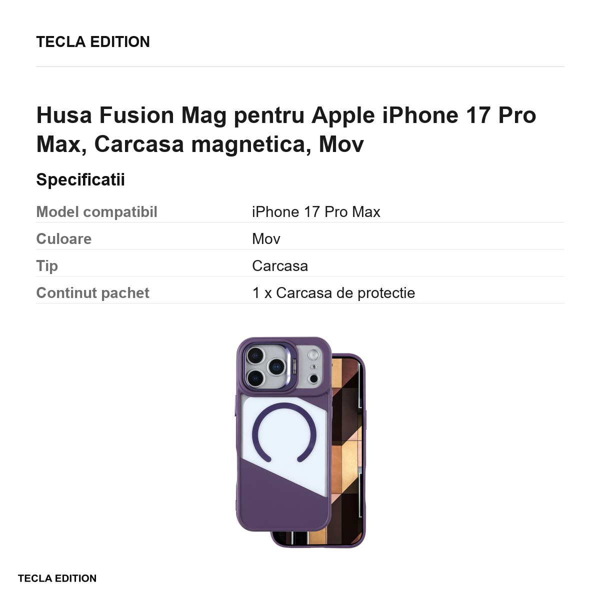 Husa Fusion Mag pentru Apple iPhone 17 Pro Max, Carcasa magnetica, Mov [3]