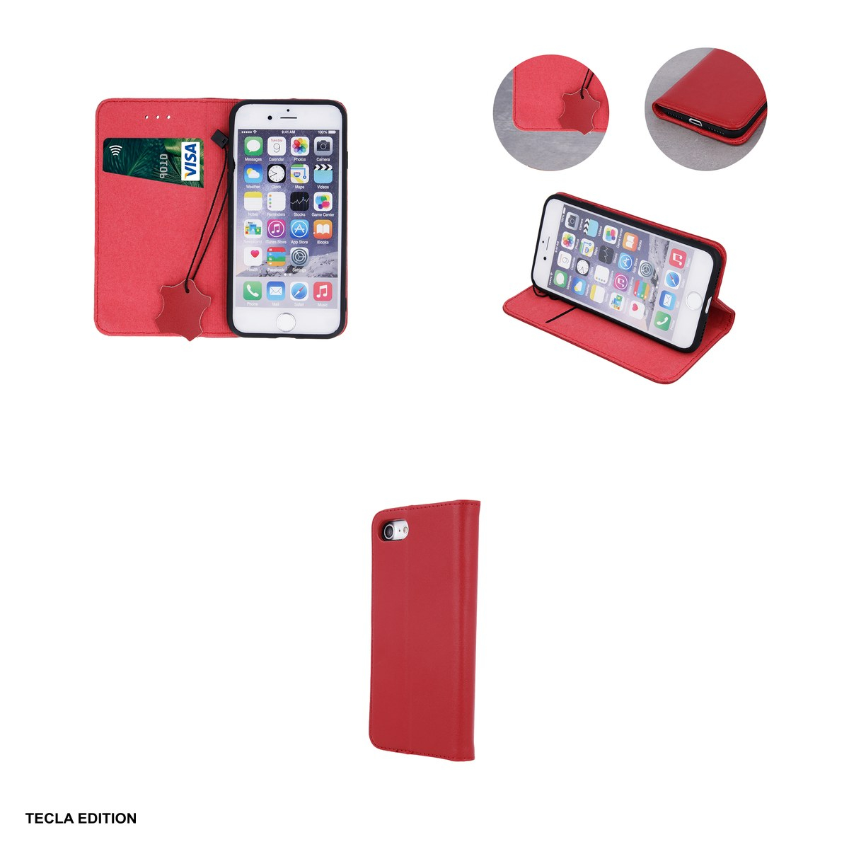 Husa Genuine Leather Smart Pro pentru Apple iPhone 17 Air, tip carte cu inchidere magnetica, Visiniu [4]