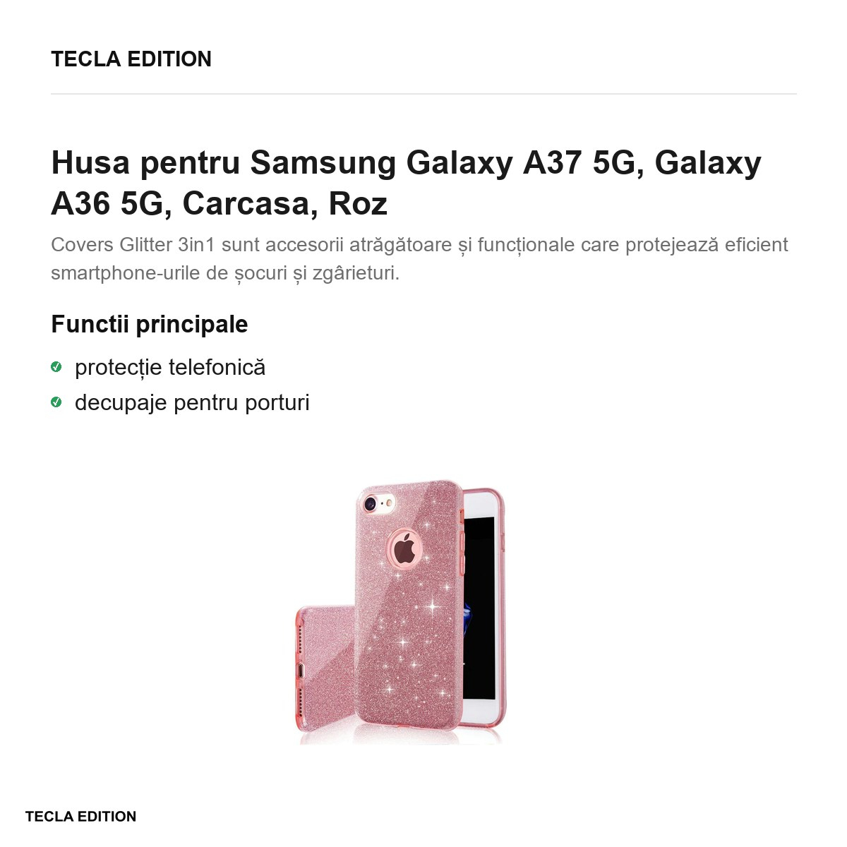 Husa Glitter 3in1 pentru Samsung Galaxy A37 5G, Galaxy A36 5G, Carcasa, Roz [2]