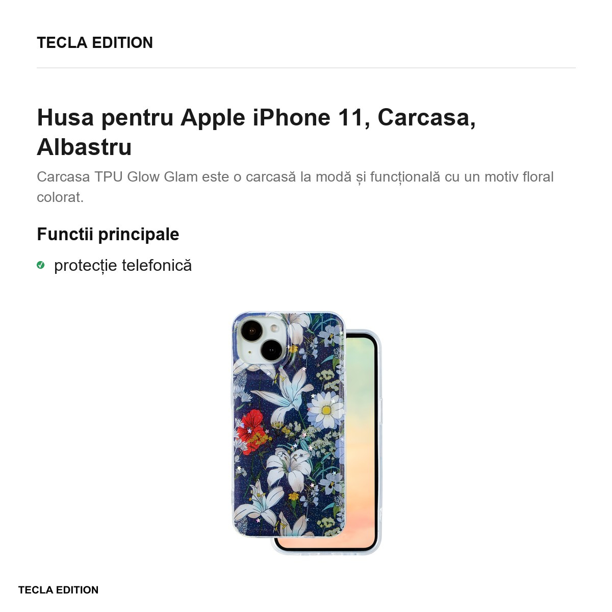 Husa Glow Glam pentru Apple iPhone 11, Carcasa, Albastru [2]
