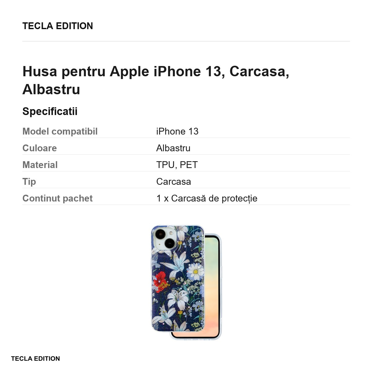 Husa Glow Glam pentru Apple iPhone 13, Carcasa, Albastru [3]