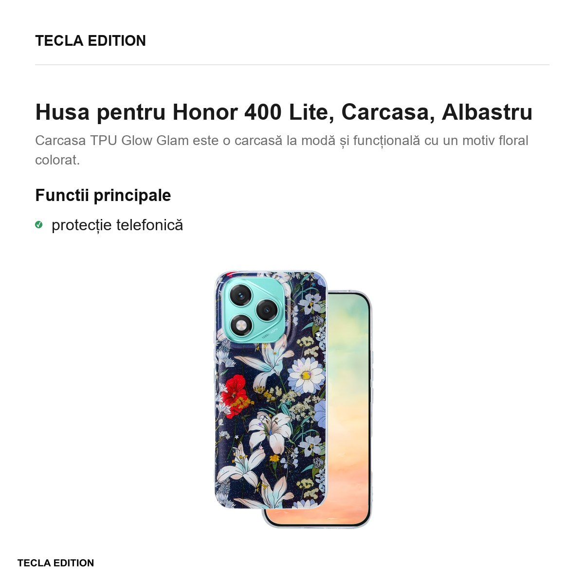 Husa Glow Glam pentru Honor 400 Lite, Carcasa, Albastru [2]