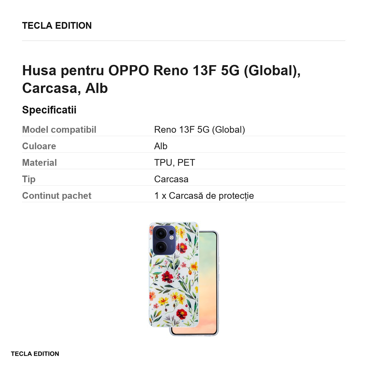 Husa Glow Glam pentru OPPO Reno 13F 5G (Global), Carcasa, Alb [3]