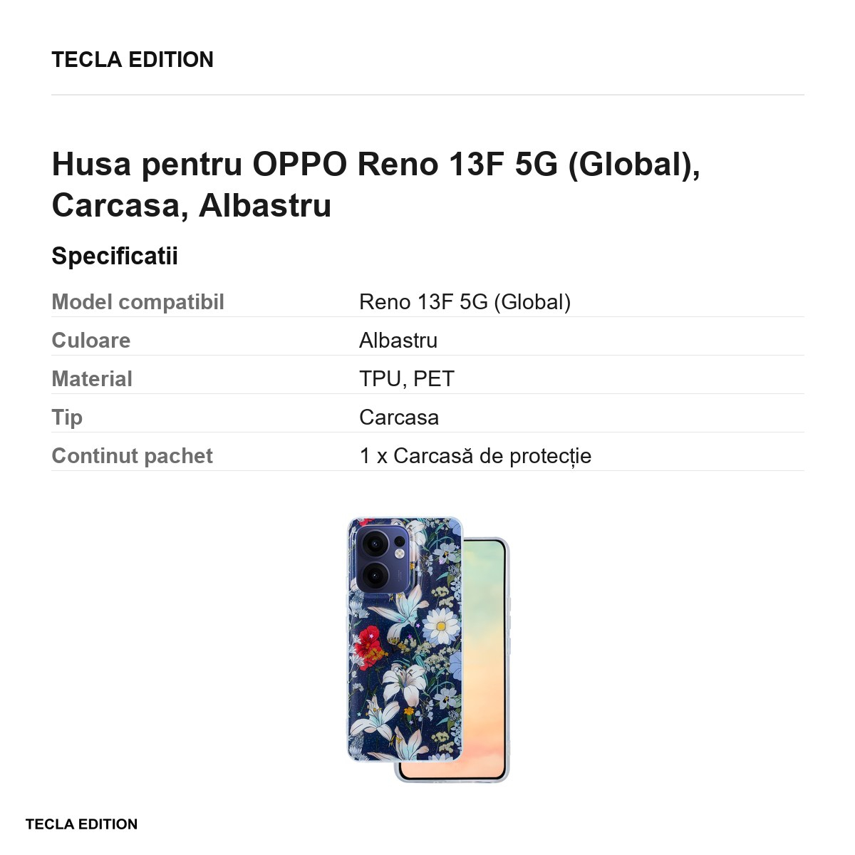 Husa Glow Glam pentru OPPO Reno 13F 5G (Global), Carcasa, Albastru [3]