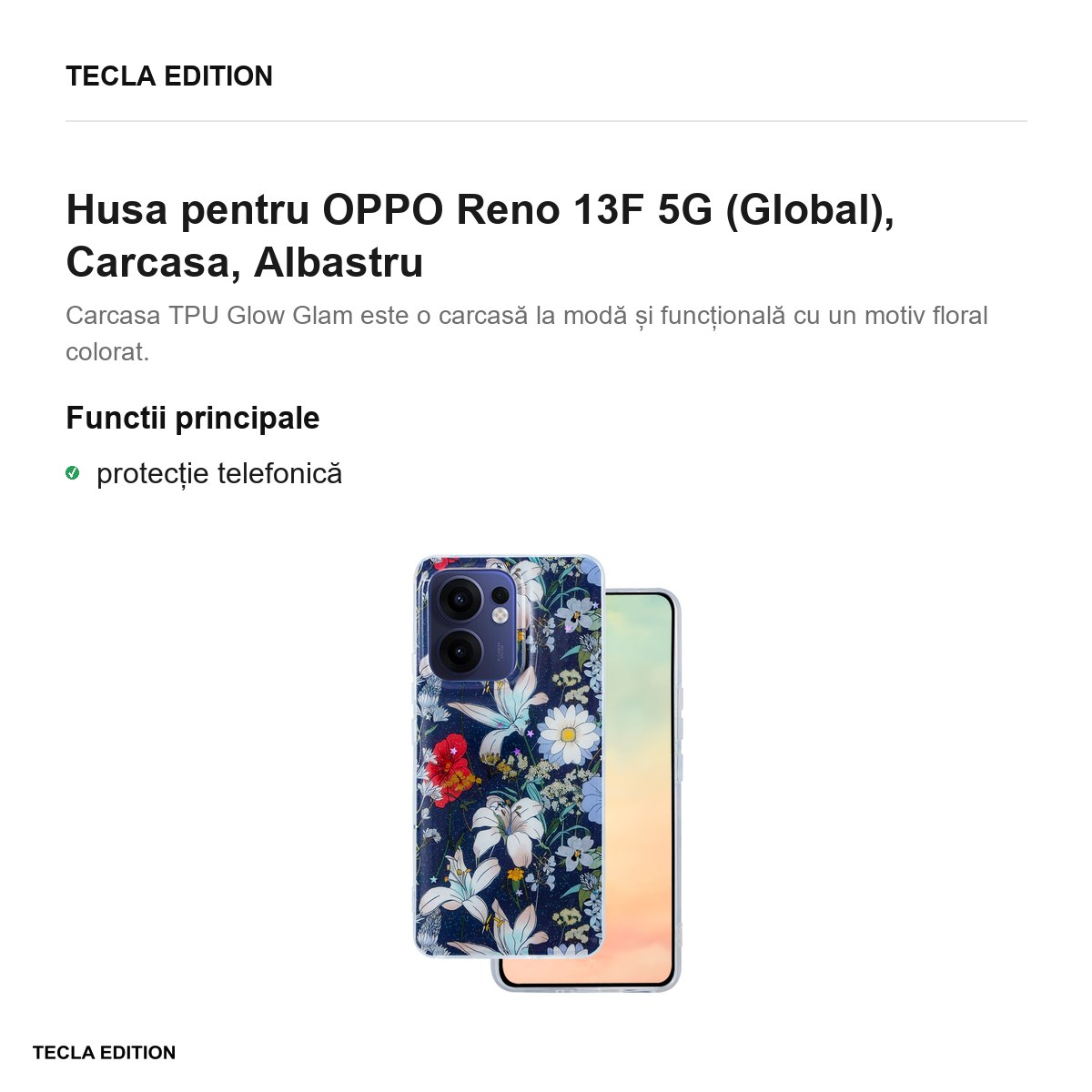 Husa Glow Glam pentru OPPO Reno 13F 5G (Global), Carcasa, Albastru [2]