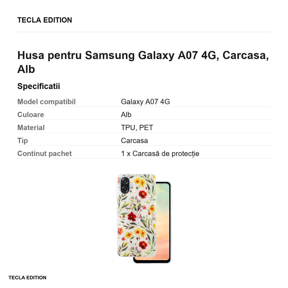 Husa Glow Glam pentru Samsung Galaxy A07 4G, Carcasa, Alb [3]