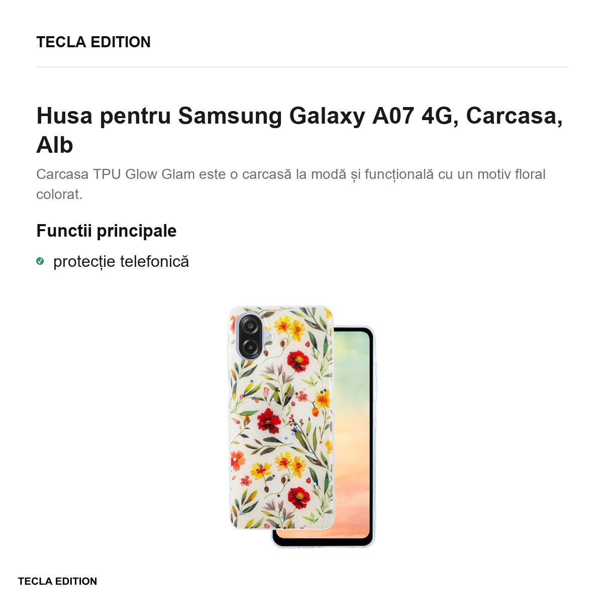 Husa Glow Glam pentru Samsung Galaxy A07 4G, Carcasa, Alb [2]