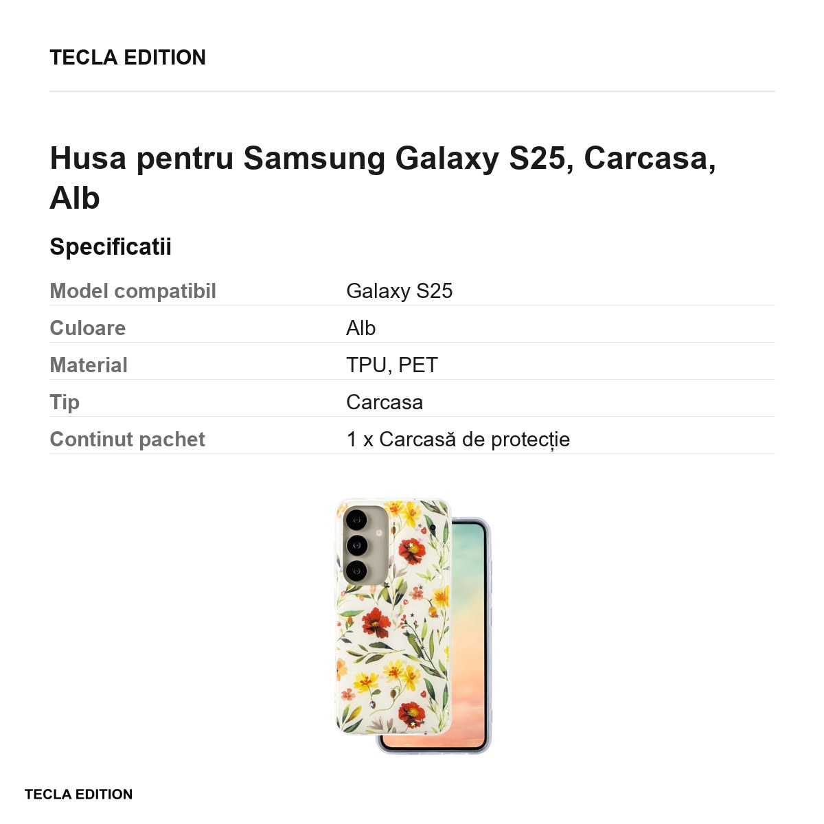 Husa Glow Glam pentru Samsung Galaxy S25, Carcasa, Alb [3]