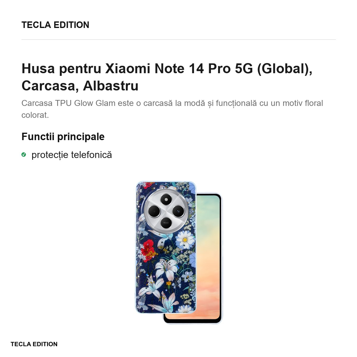 Husa Glow Glam pentru Xiaomi Note 14 Pro 5G (Global), Carcasa, Albastru [2]