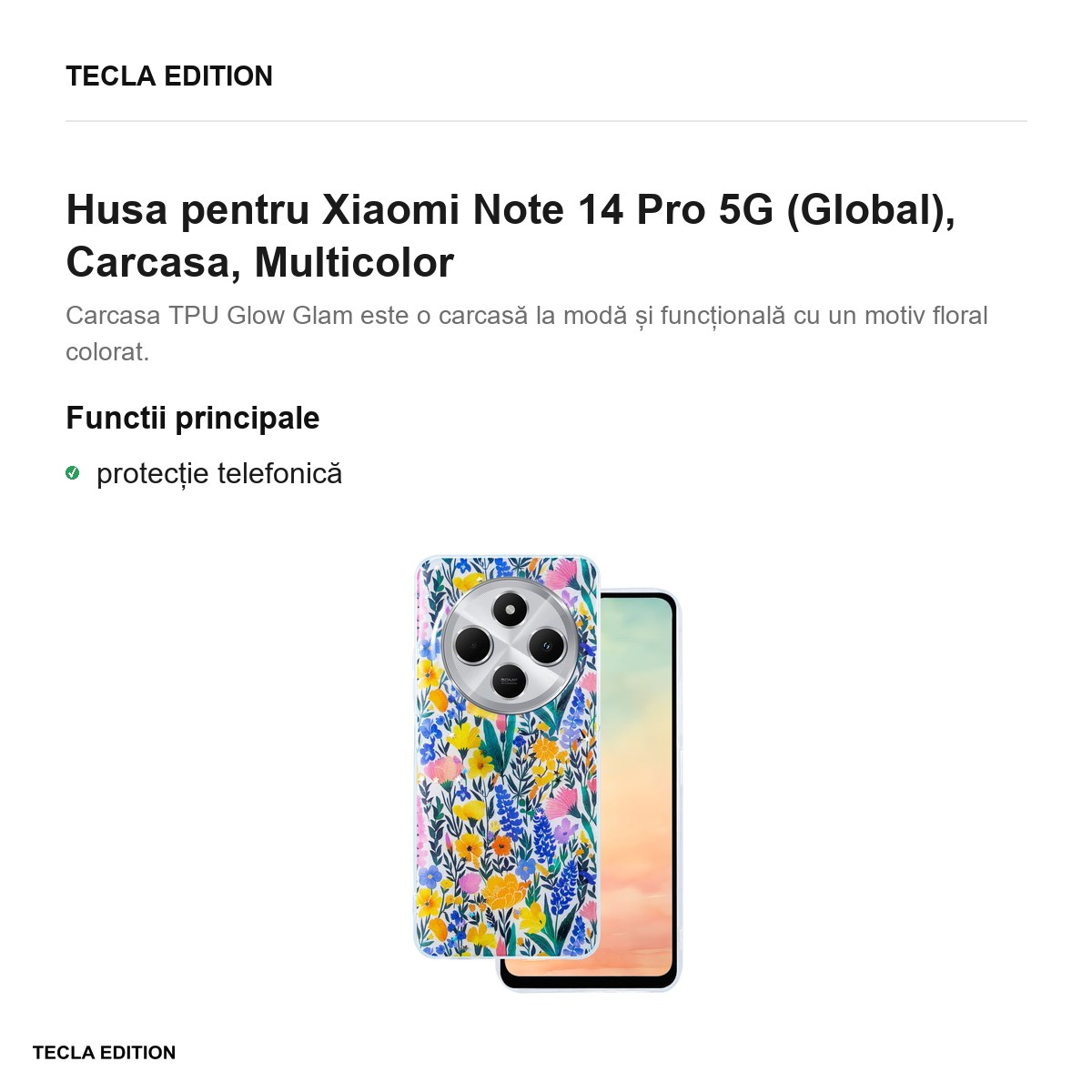 Husa Glow Glam rustic pentru Xiaomi Note 14 Pro 5G (Global), Carcasa, Multicolor [2]