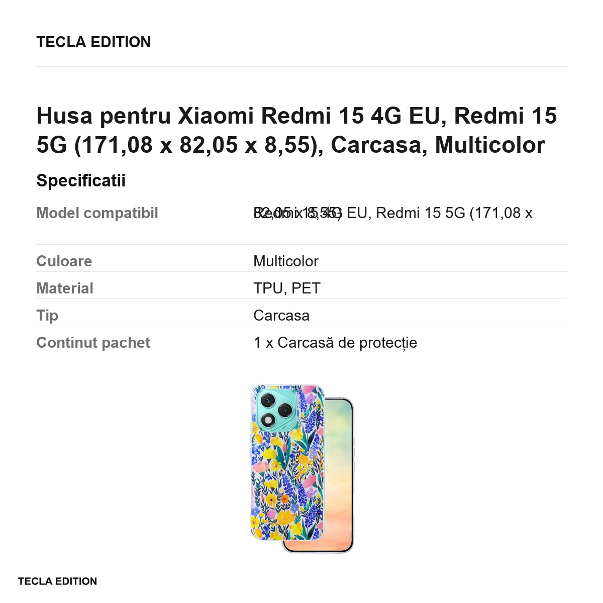 Husa Glow Glam rustic pentru Xiaomi Redmi 15 4G EU, Redmi 15 5G, Carcasa, Multicolor [3]