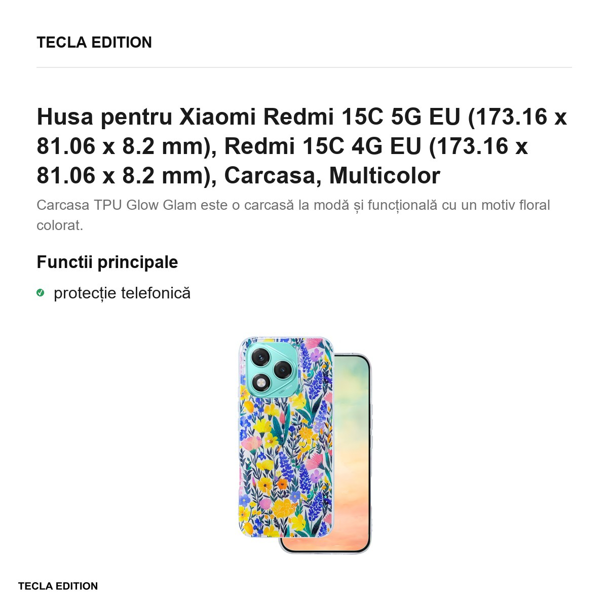Husa Glow Glam rustic pentru Xiaomi Redmi 15C 5G EU, Redmi 15C 4G EU, Carcasa, Multicolor [2]