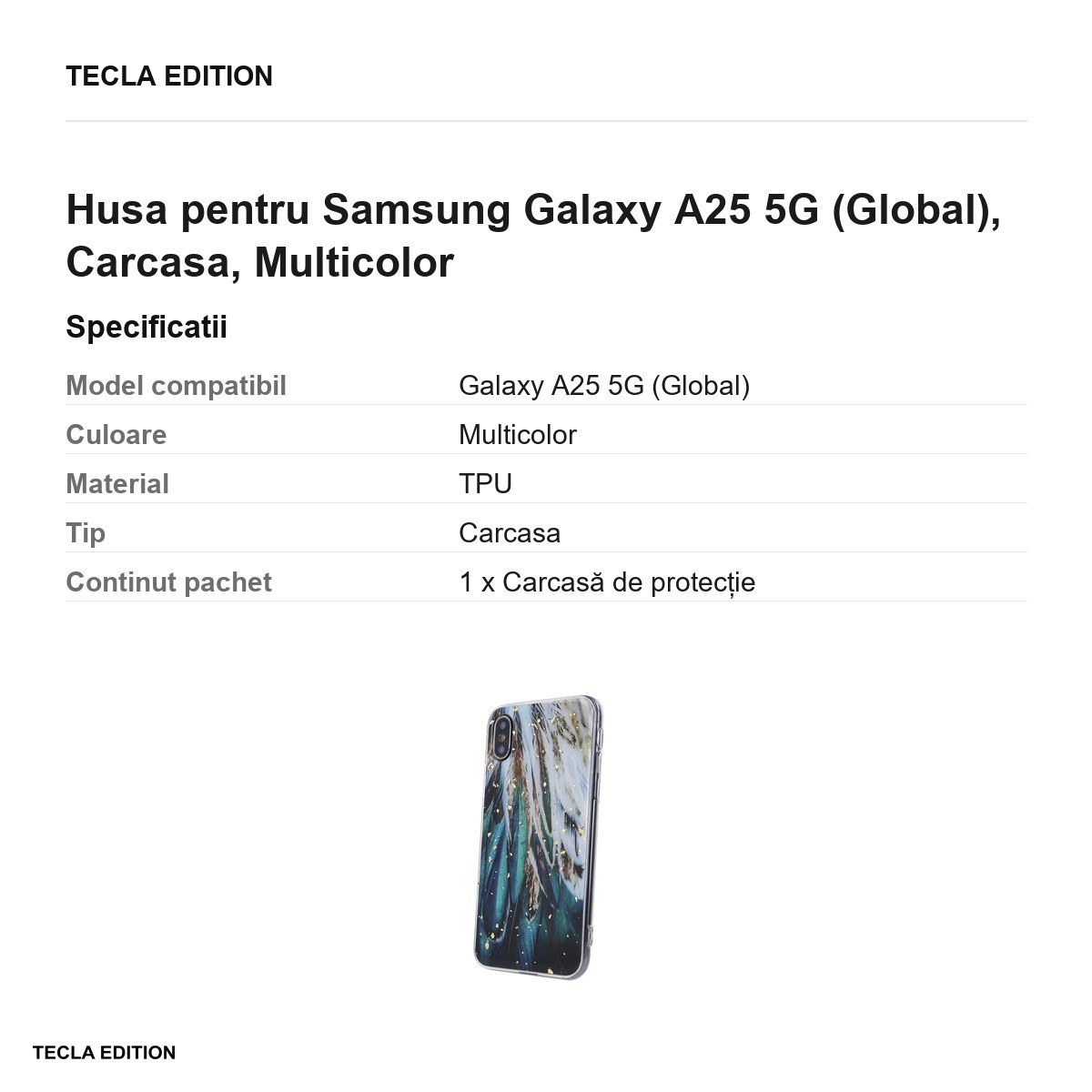 Husa Gold Glam feathers pentru Samsung Galaxy A25 5G (Global), Carcasa, Multicolor [3]