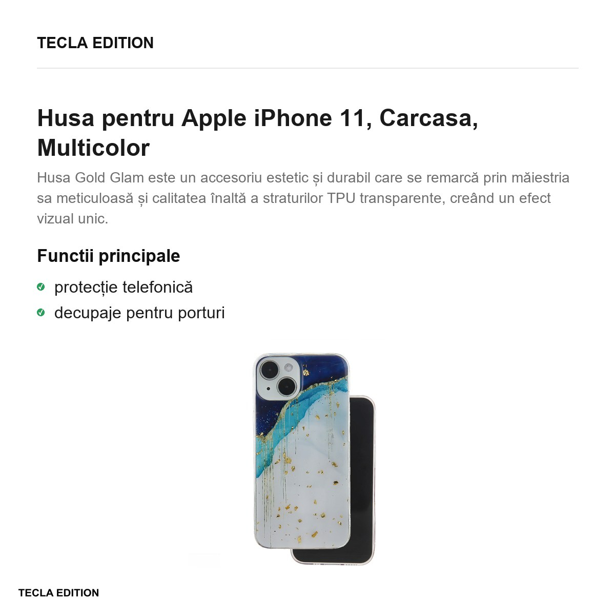 Husa Gold Glam iceberg pentru Apple iPhone 11, Carcasa, Multicolor [2]