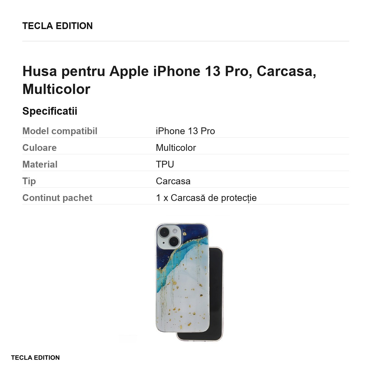 Husa Gold Glam iceberg pentru Apple iPhone 13 Pro, Carcasa, Multicolor [3]
