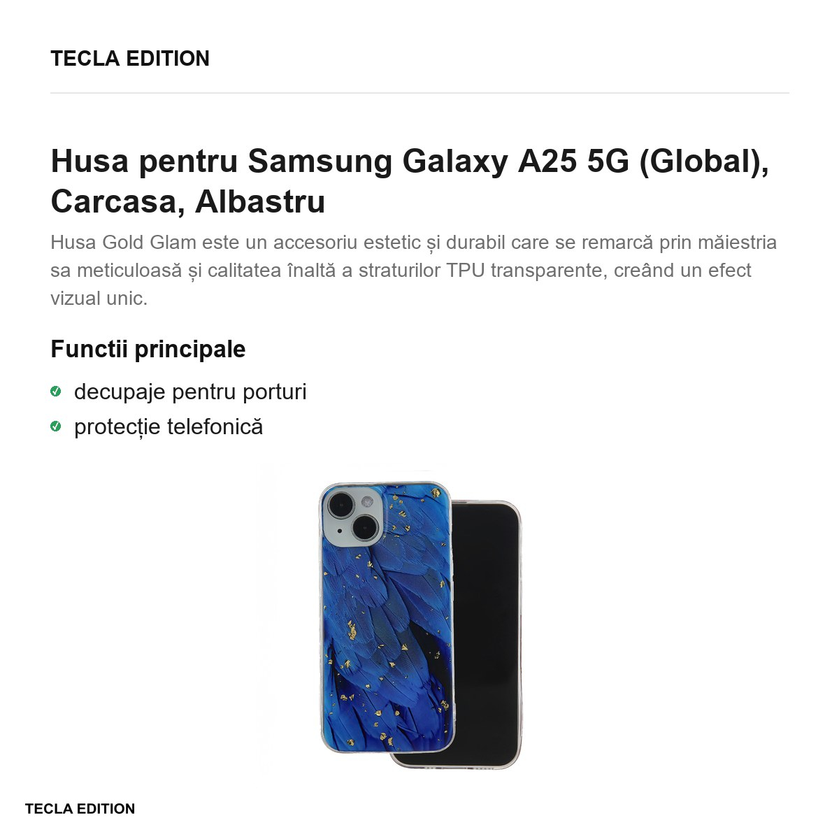 Husa Gold Glam pentru Samsung Galaxy A25 5G (Global), Carcasa, Albastru [2]