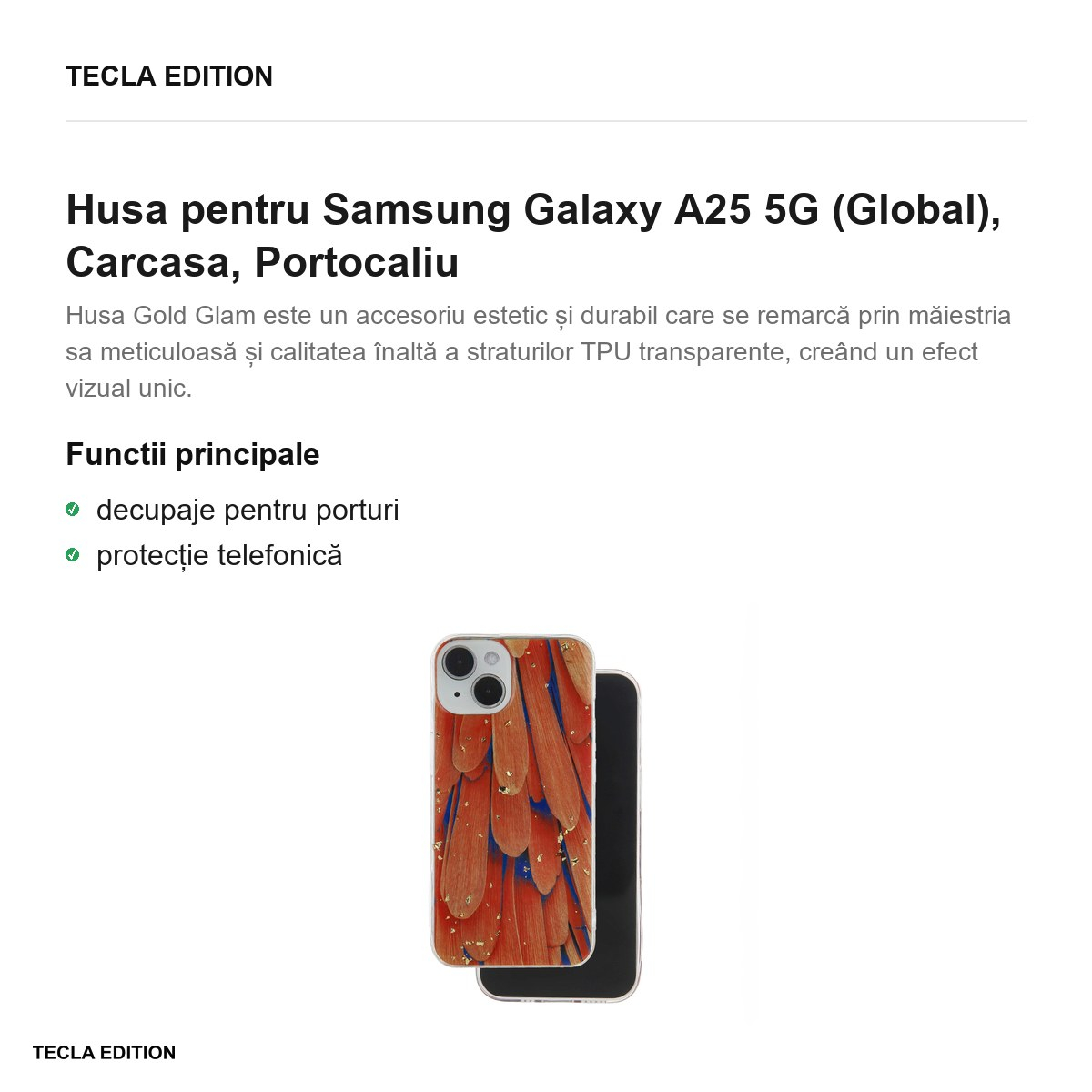 Husa Gold Glam pentru Samsung Galaxy A25 5G (Global), Carcasa, Portocaliu [2]
