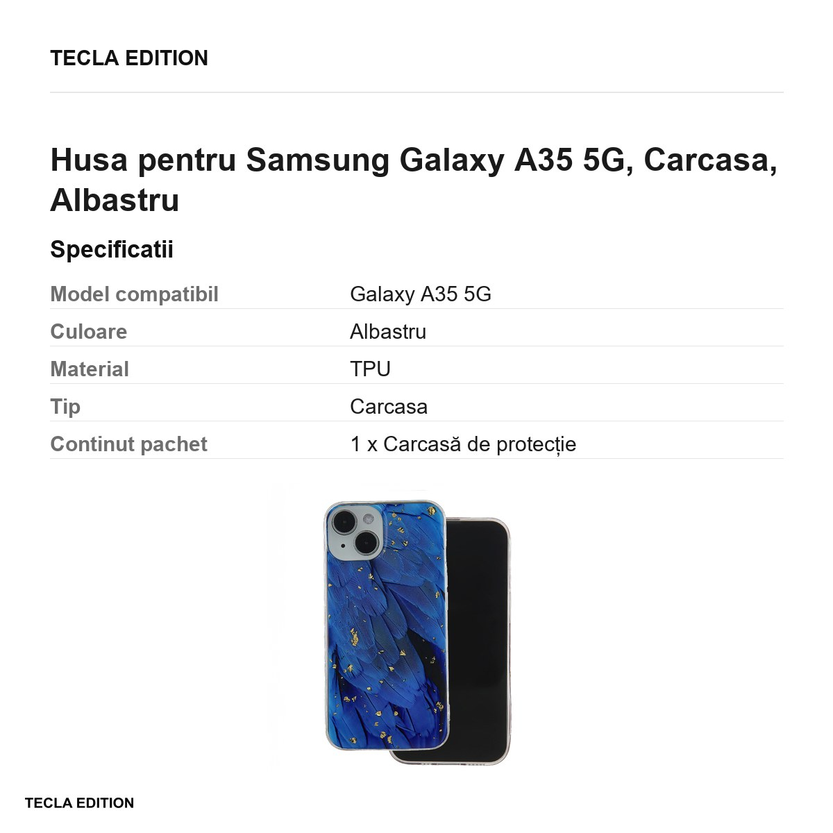 Husa Gold Glam pentru Samsung Galaxy A35 5G, Carcasa, Albastru [3]