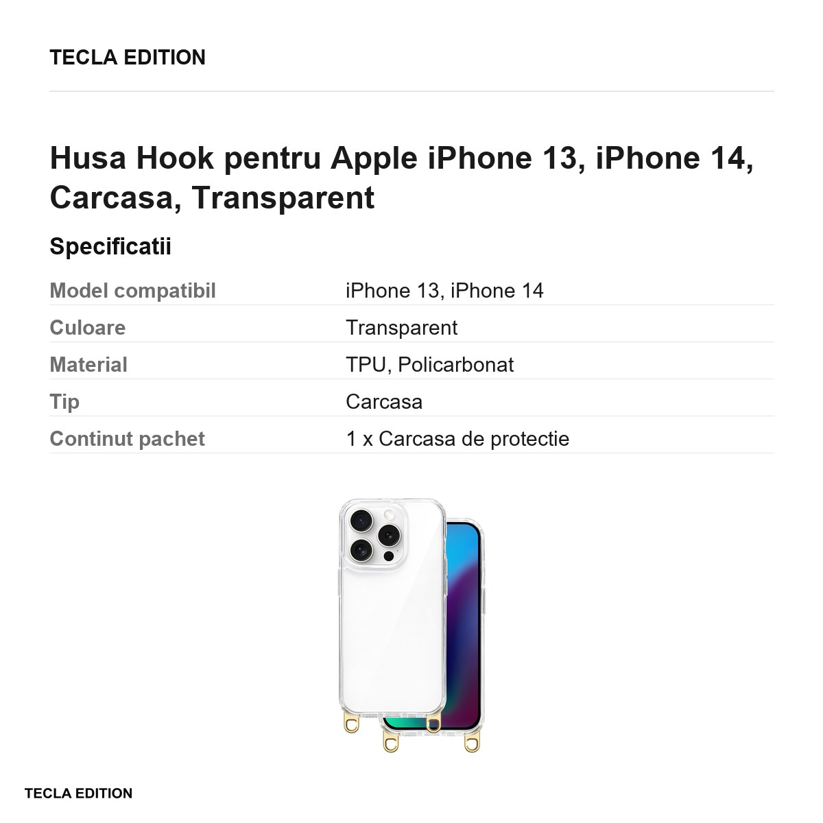 Husa Hook pentru Apple iPhone 13, iPhone 14, Carcasa, Auriu [3]