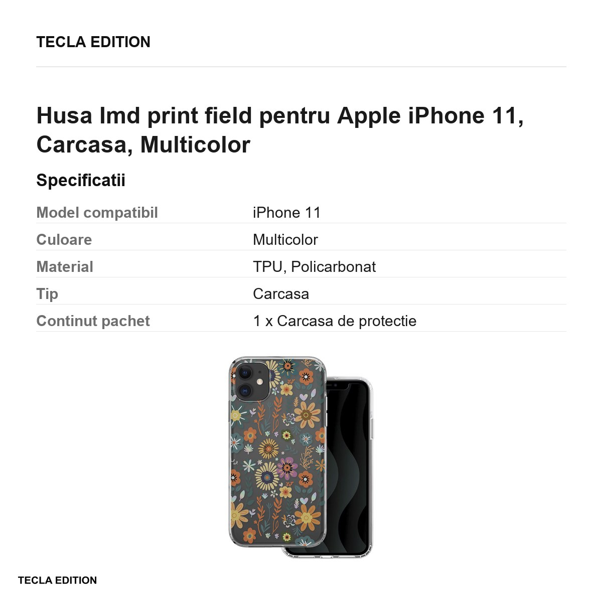 Husa Imd print field pentru Apple iPhone 11, Carcasa, Multicolor [3]