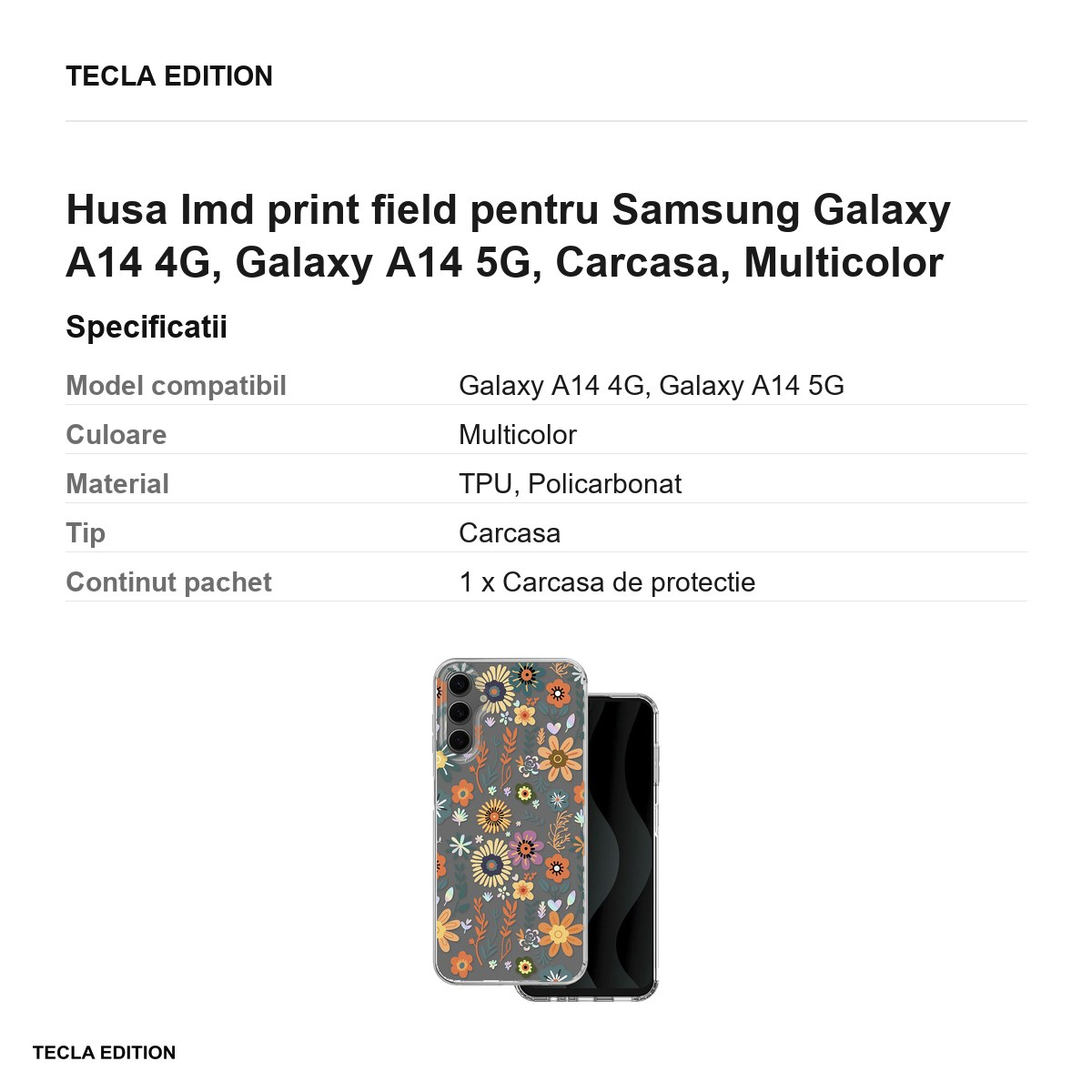 Husa Imd print field pentru Samsung Galaxy A14 4G, Galaxy A14 5G, Carcasa, Multicolor [3]