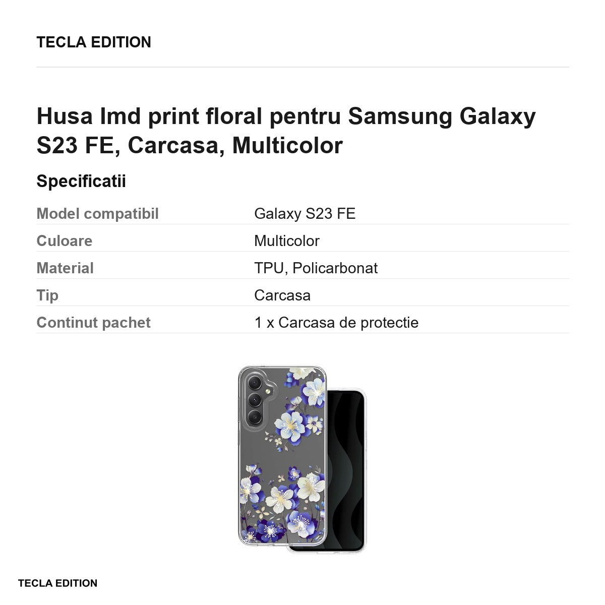Husa Imd print floral pentru Samsung Galaxy S23 FE, Carcasa, Multicolor [3]