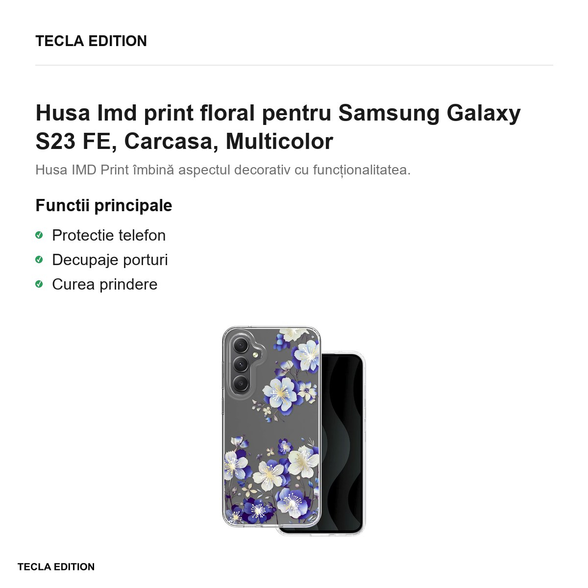 Husa Imd print floral pentru Samsung Galaxy S23 FE, Carcasa, Multicolor [2]