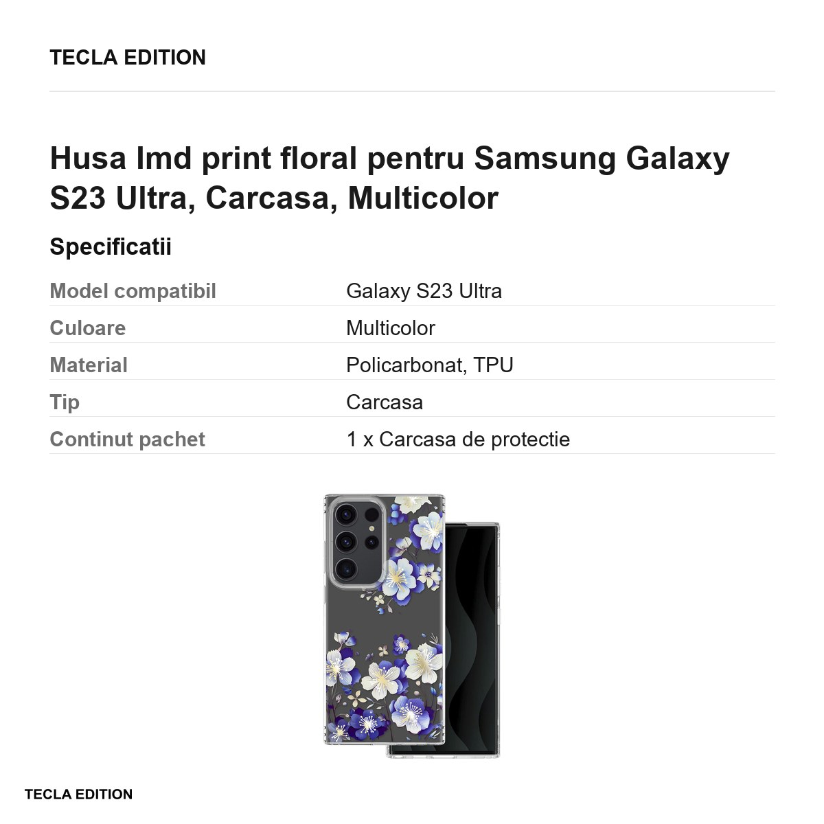 Husa Imd print floral pentru Samsung Galaxy S23 Ultra, Carcasa, Multicolor [3]