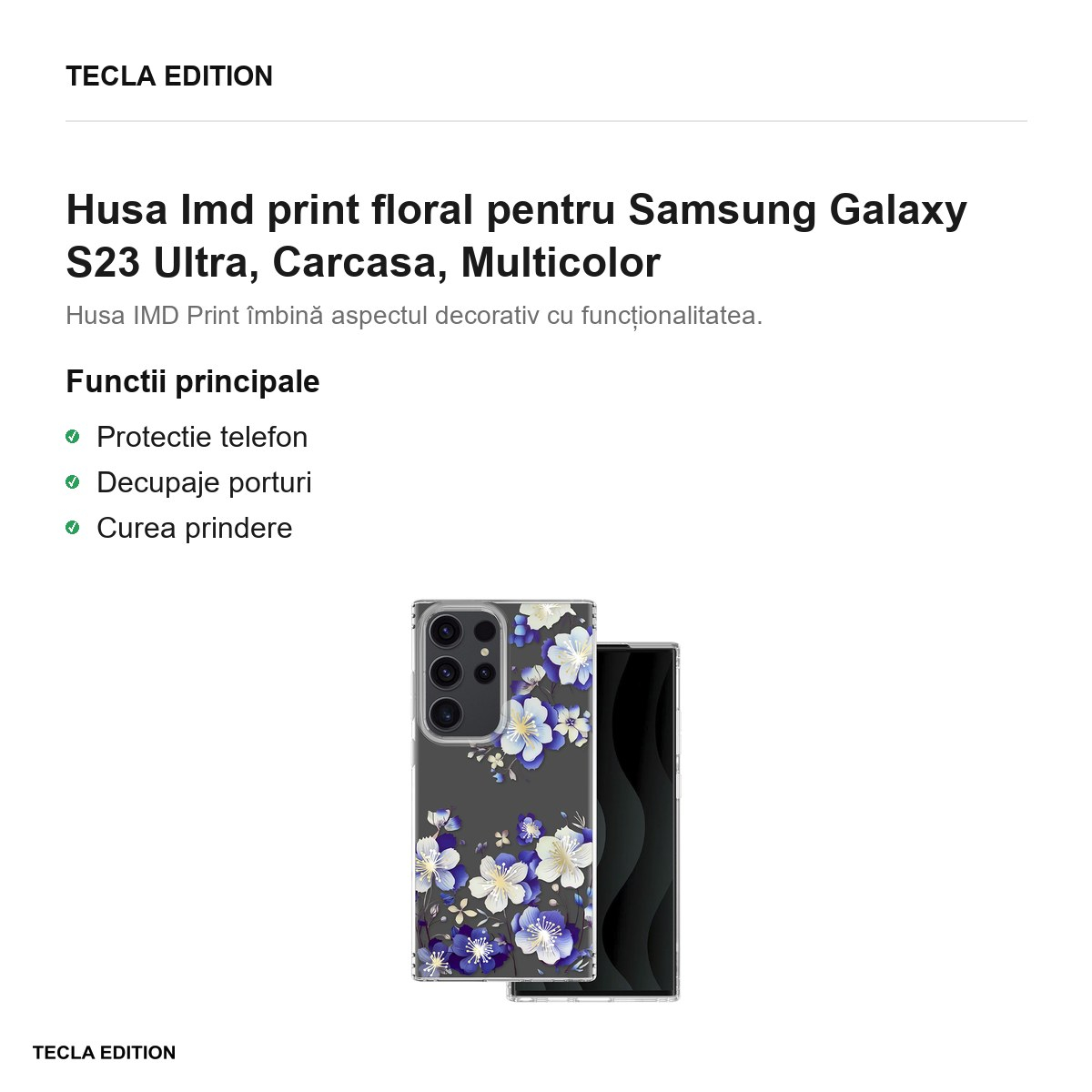 Husa Imd print floral pentru Samsung Galaxy S23 Ultra, Carcasa, Multicolor [2]