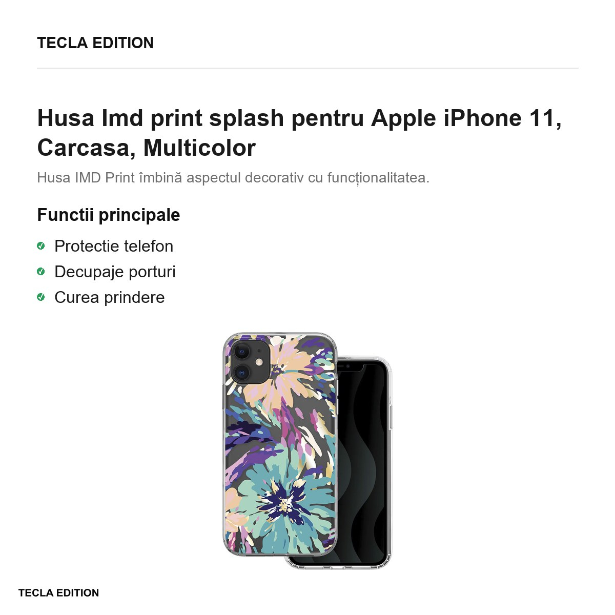 Husa Imd print splash pentru Apple iPhone 11, Carcasa, Multicolor [2]