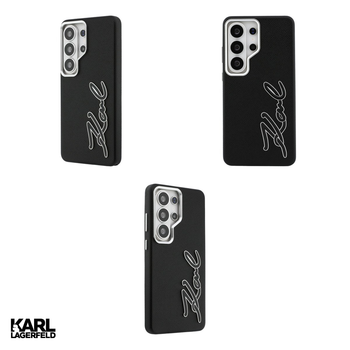 Husa Karl Lagerfeld Grained Signature Metal pentru Samsung Galaxy S26 Ultra, Carcasa magnetica, Negru [4]
