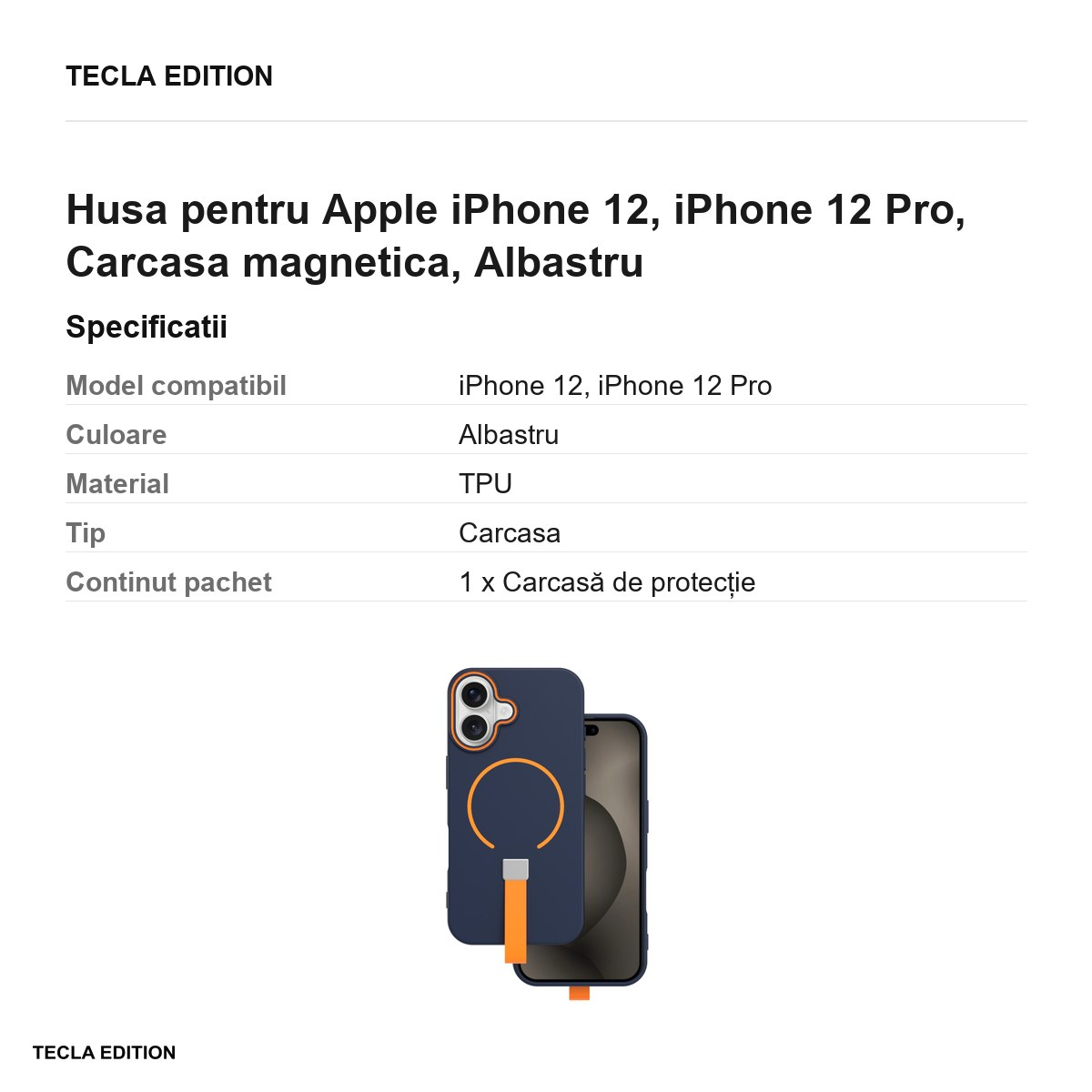 Husa Loop Thin Mag pentru Apple iPhone 12, iPhone 12 Pro, Carcasa magnetica, Albastru [3]