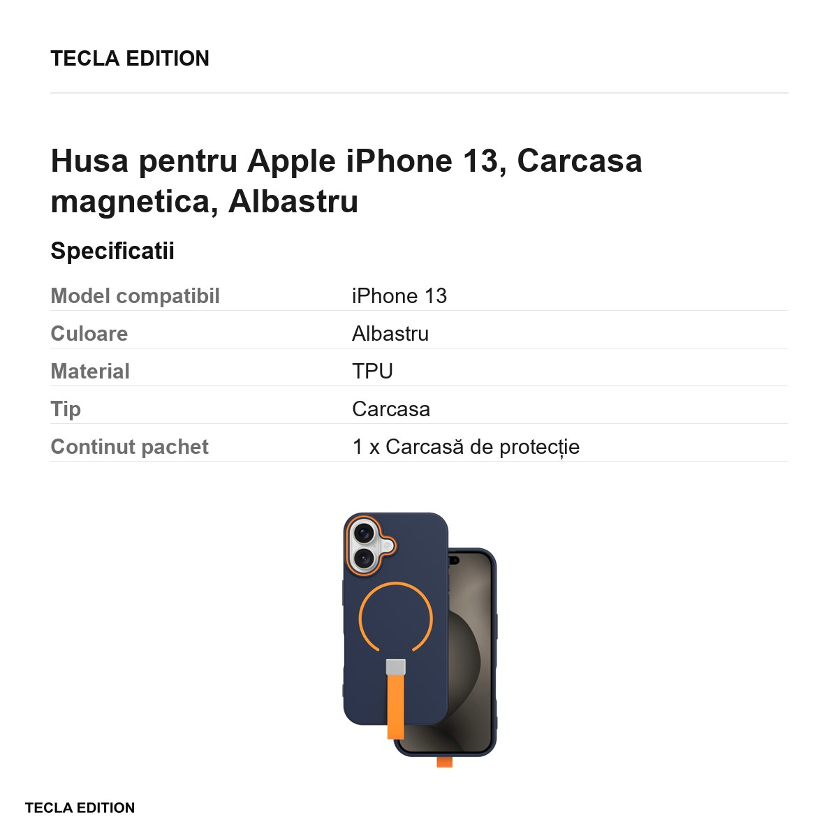 Husa Loop Thin Mag pentru Apple iPhone 13, Carcasa magnetica, Albastru [3]