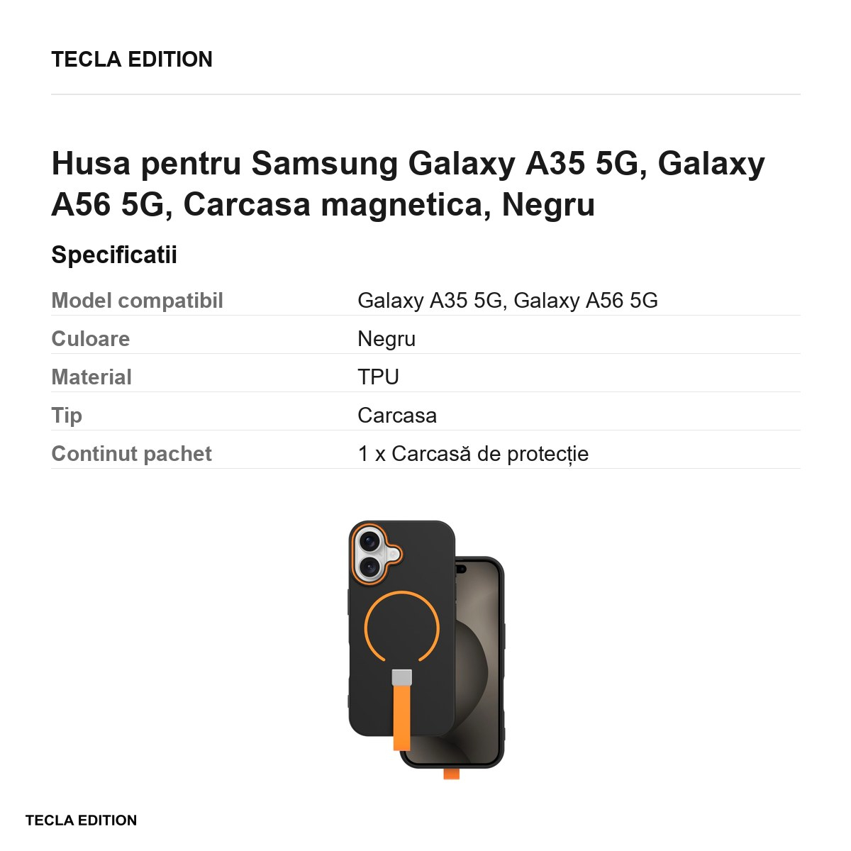Husa Loop Thin Mag pentru Samsung Galaxy A35 5G, Galaxy A56 5G, Carcasa magnetica, Negru [3]