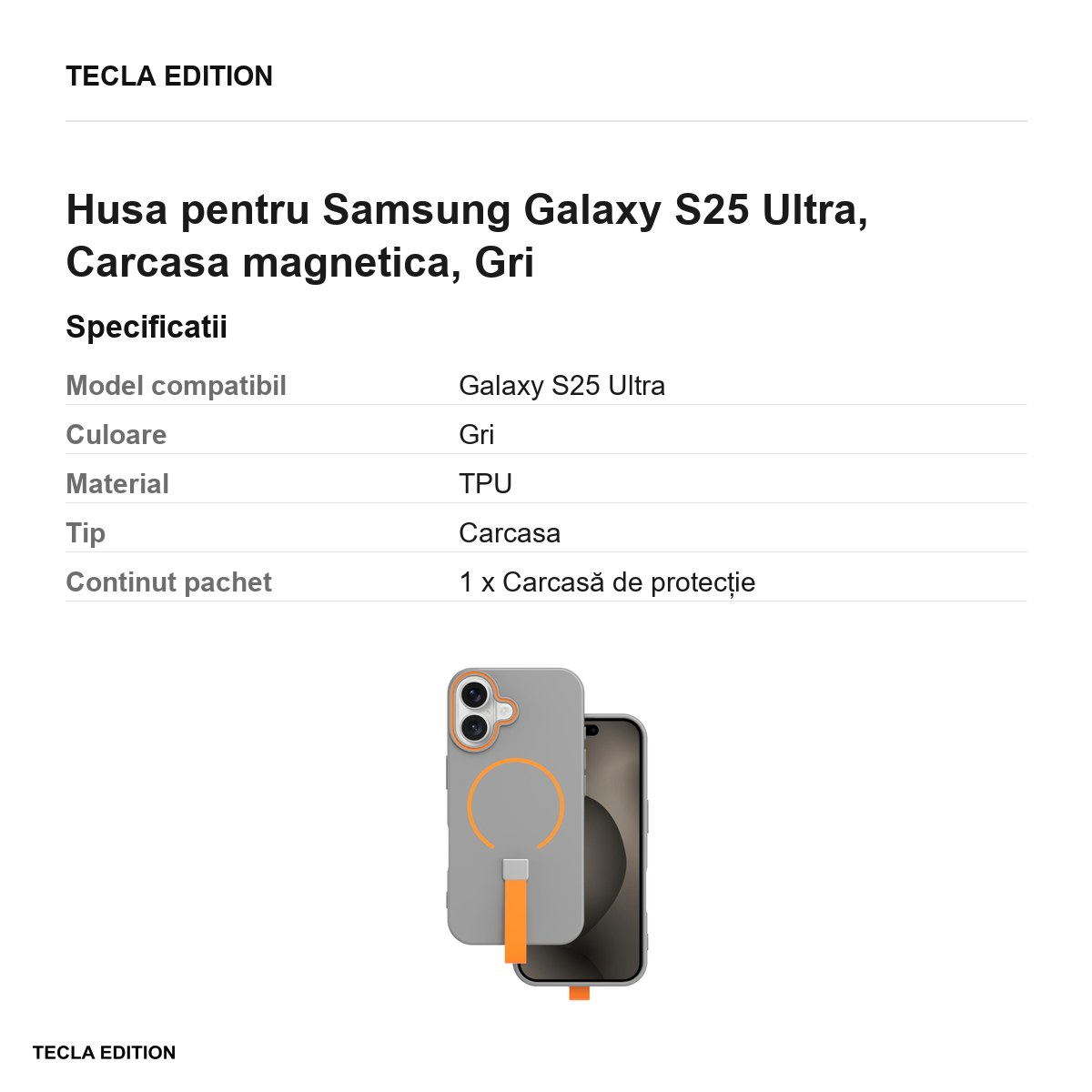 Husa Loop Thin Mag pentru Samsung Galaxy S25 Ultra, Carcasa magnetica, Gri [3]