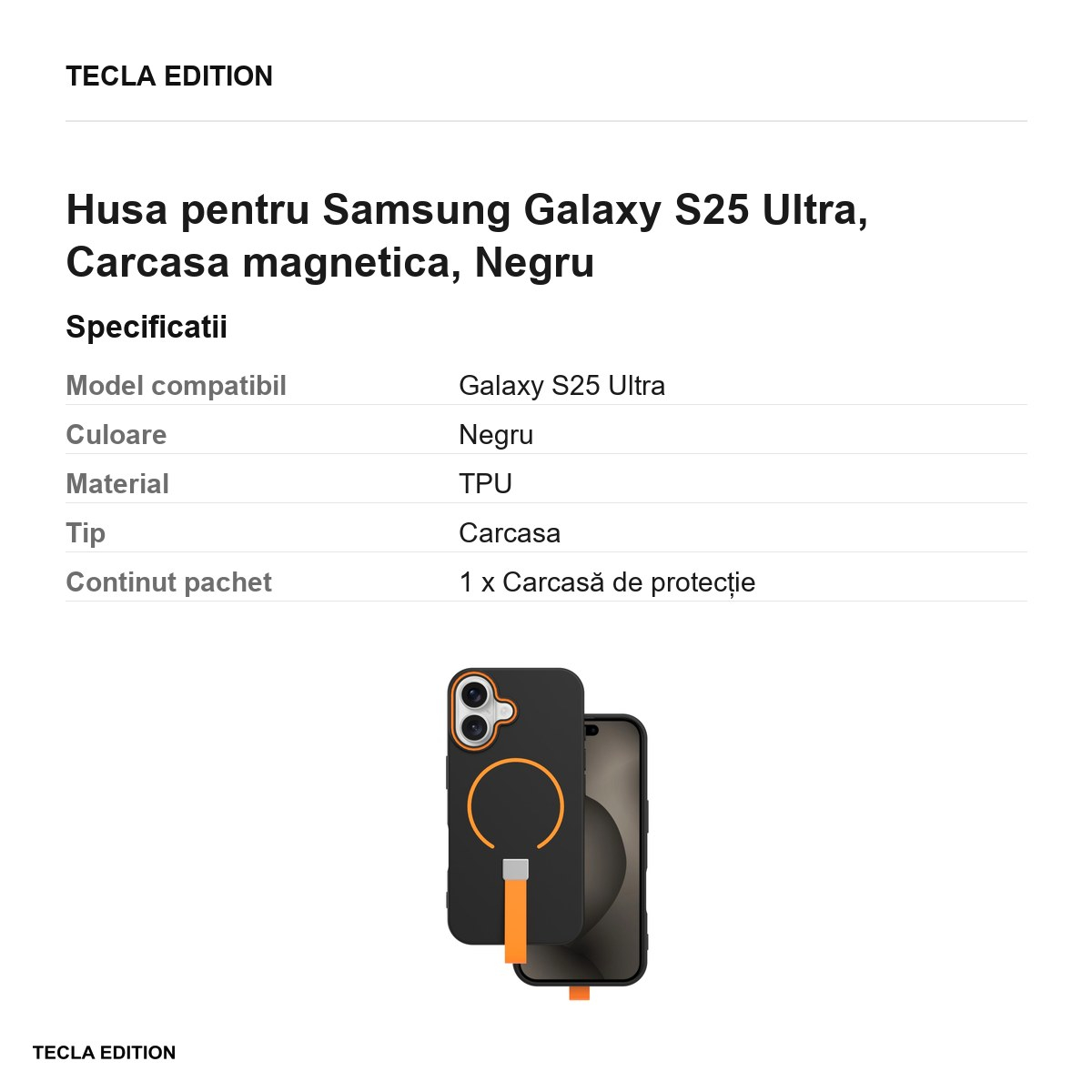Husa Loop Thin Mag pentru Samsung Galaxy S25 Ultra, Carcasa magnetica, Negru [3]