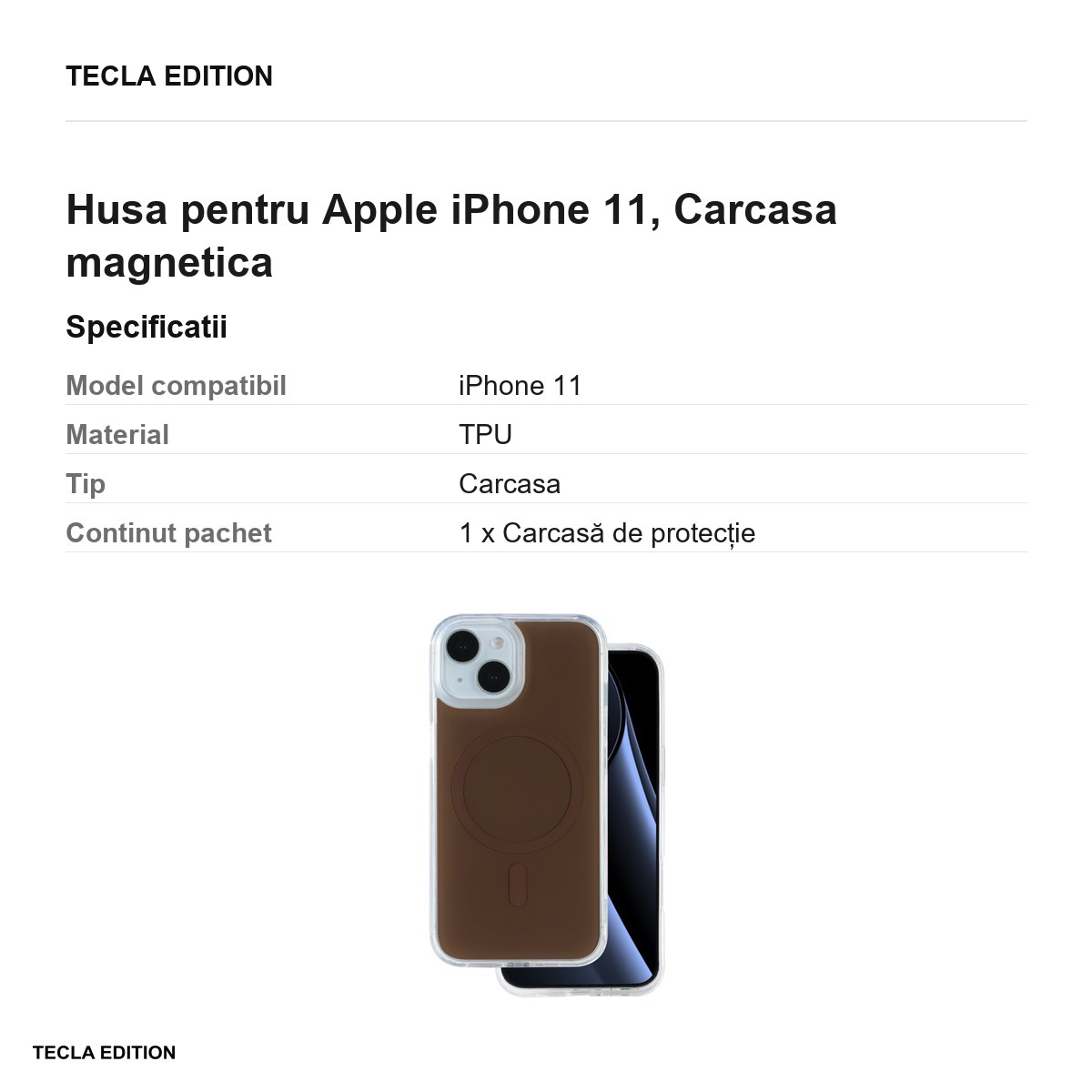 Husa Lowkey Mag pentru Apple iPhone 11, Carcasa magnetica, Maro [3]