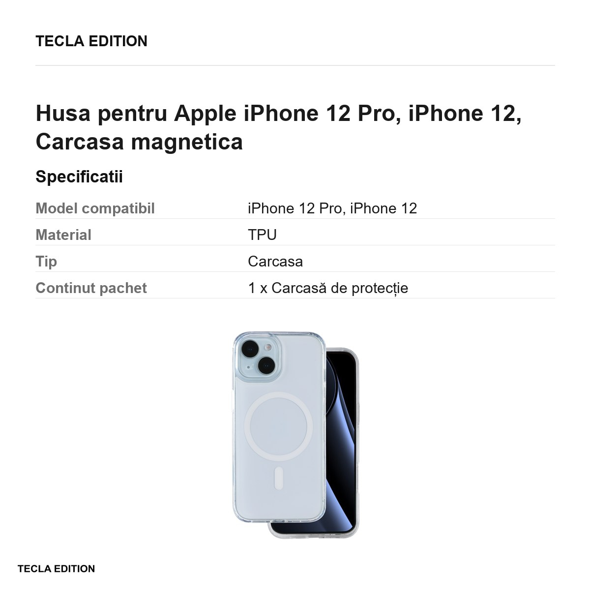 Husa Lowkey Mag pentru Apple iPhone 12 Pro, iPhone 12, Carcasa magnetica, Alb [3]