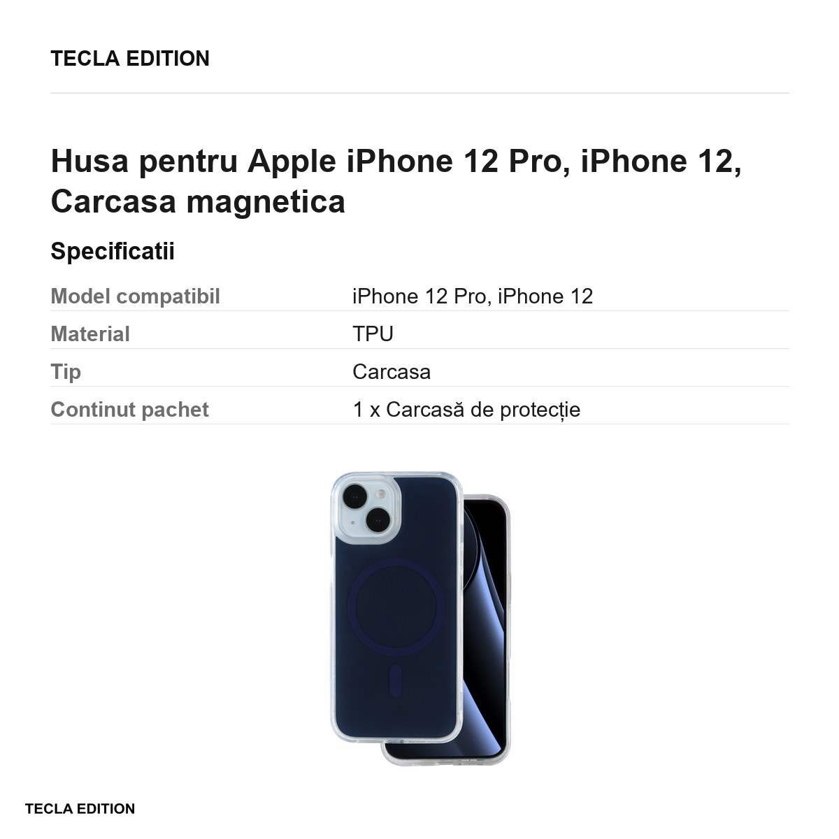 Husa Lowkey Mag pentru Apple iPhone 12 Pro, iPhone 12, Carcasa magnetica, Albastru inchis [5]