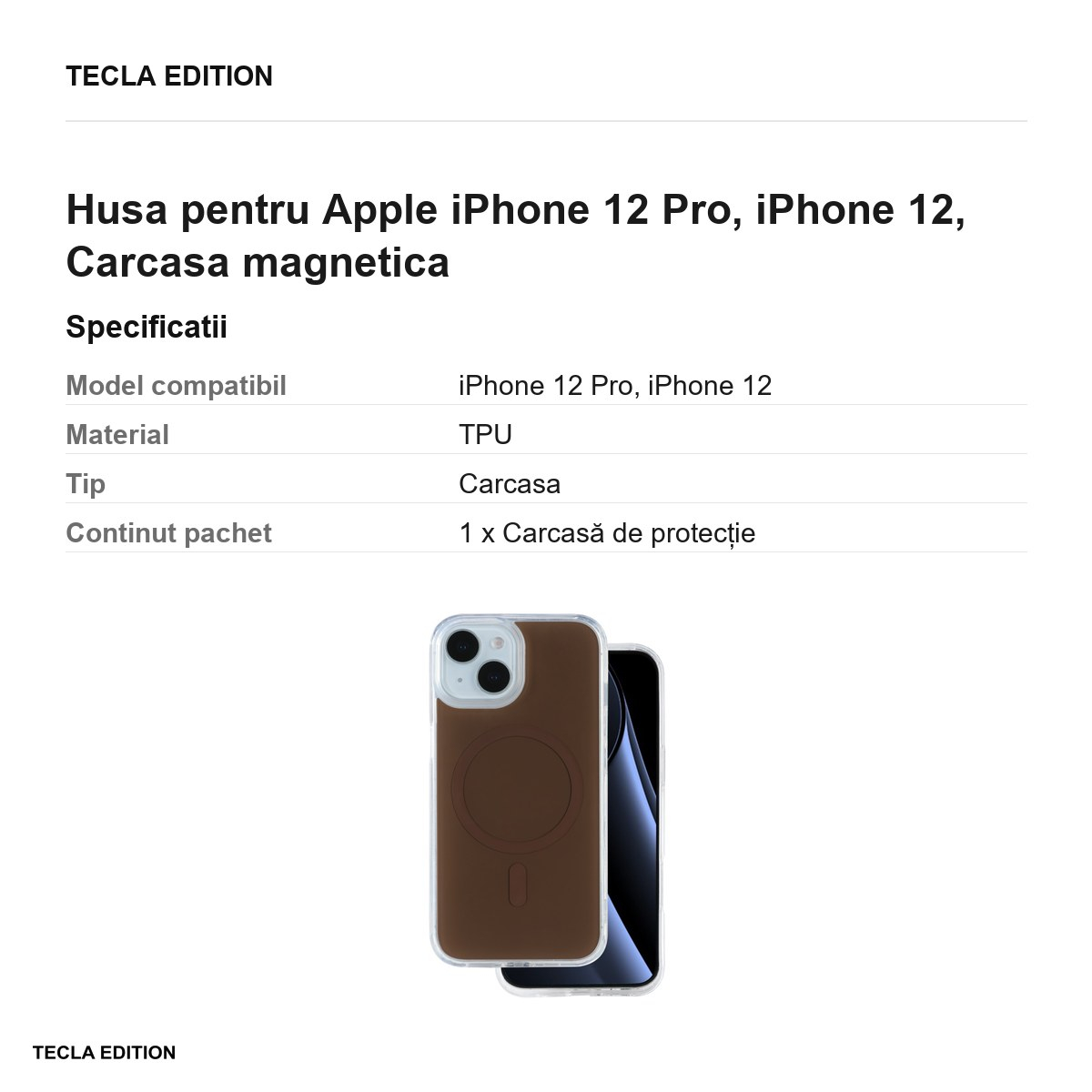 Husa Lowkey Mag pentru Apple iPhone 12 Pro, iPhone 12, Carcasa magnetica, Maro [3]