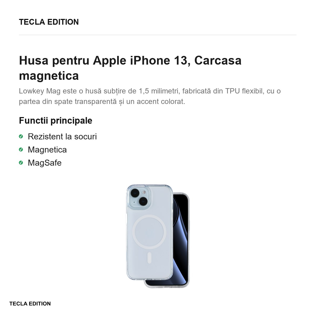 Husa Lowkey Mag pentru Apple iPhone 13, Carcasa magnetica, Alb [2]
