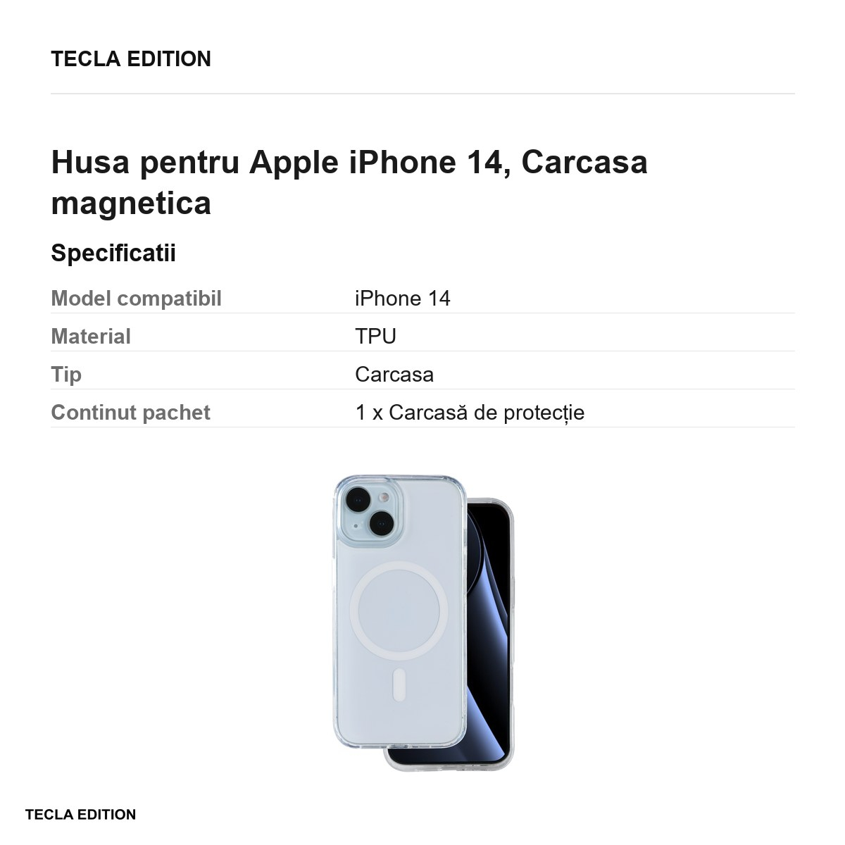 Husa Lowkey Mag pentru Apple iPhone 14, Carcasa magnetica, Alb [3]