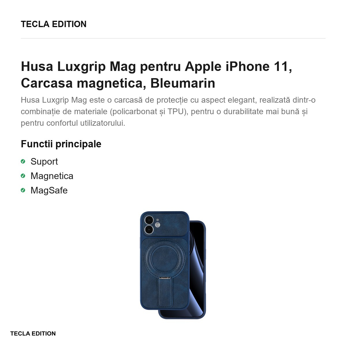 Husa Luxgrip Mag pentru Apple iPhone 11, Carcasa magnetica, Bleumarin [2]
